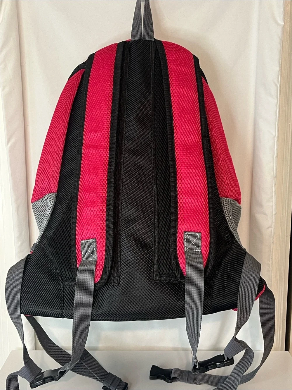 Pink Mesh Small Pet Travel Backpack Carrier with Gray Trim